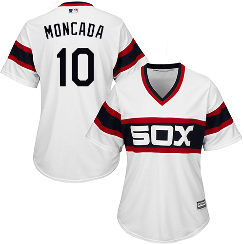 White Sox #10 Yoan Moncada White Alternate Home Women's Stitched MLB Jersey